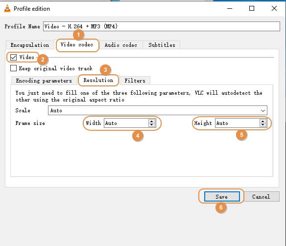 VLC compress video step 5