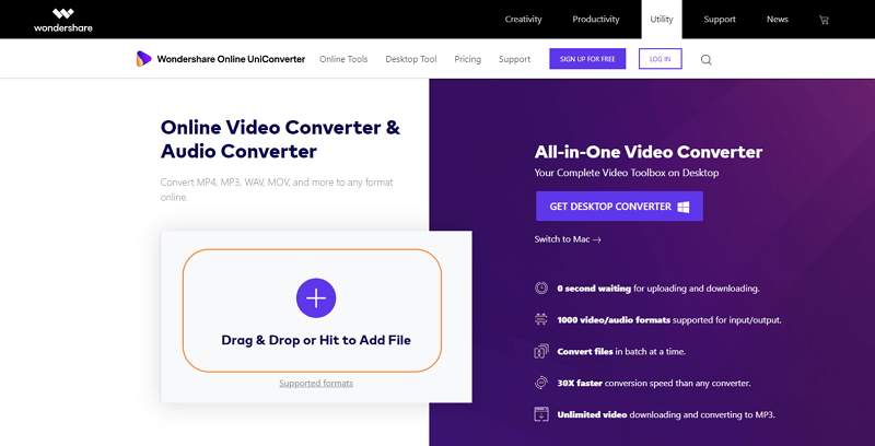 Online UniConverter compress video step 2