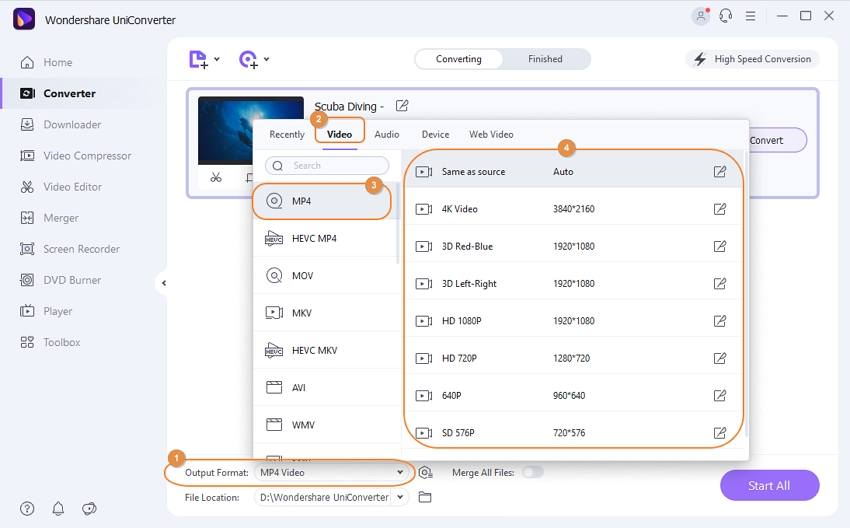 choose the output format-UniConverter