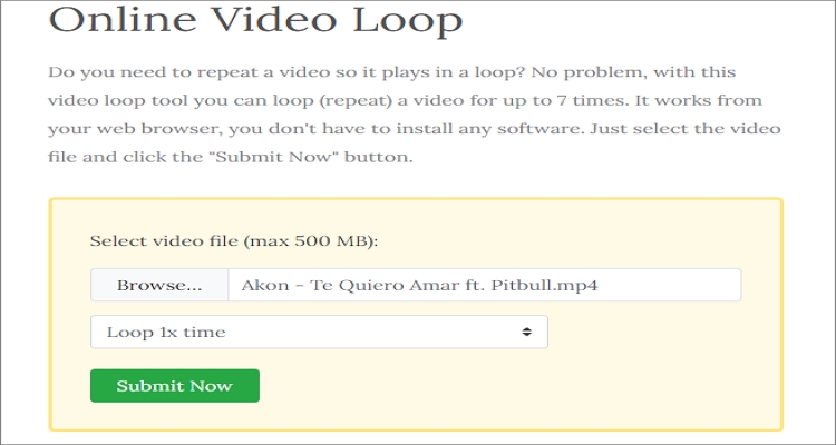 lakukan loop pada video secara online dengan fileconverto