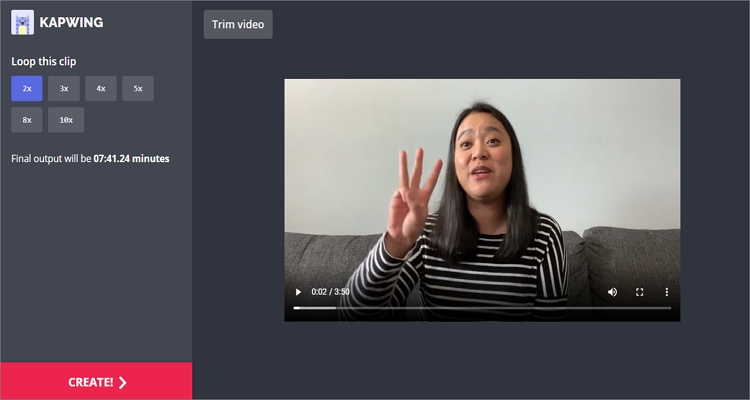 criador de loops de vídeo online - kapwing