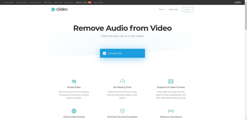 Menghapus Audio dari MP4 File-Clideo