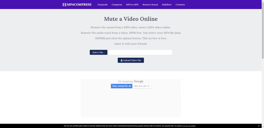 Online Rimuovere l'audio da MP4-MP4Compress