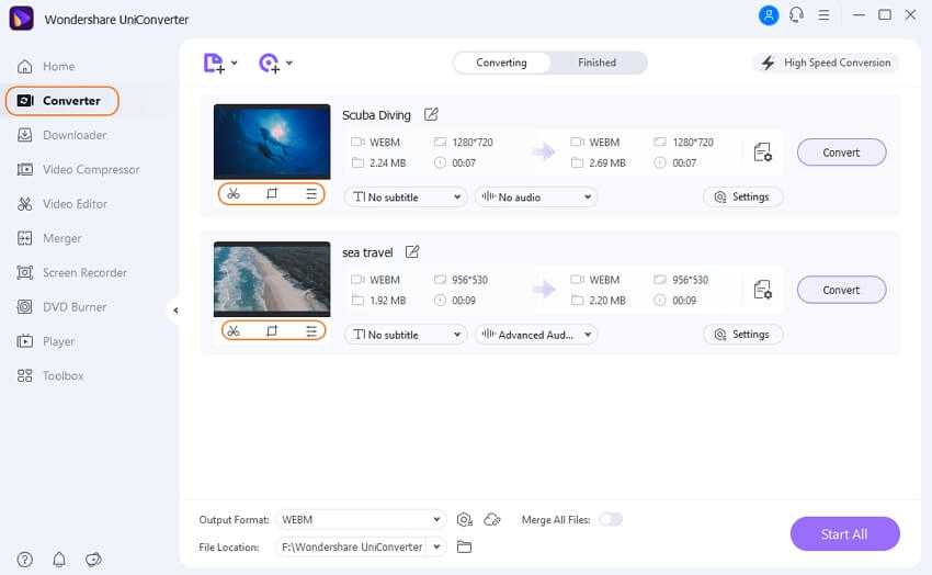 online video editor no download that accepts webm