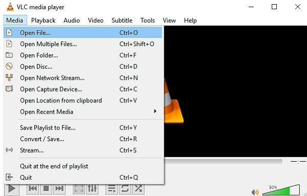 VLC play webm video step 1