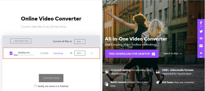 Online UniConverter convert webm to mp4 step 4