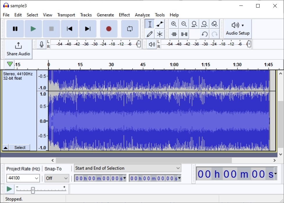 audacity audio editor interface