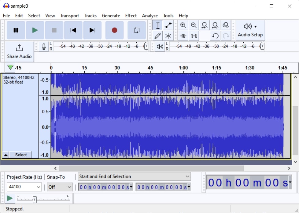 interface de l'éditeur audio audacity